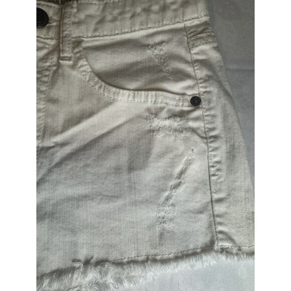 Mossimo Shorts High Rise White Distressed Jean Cutoffs Cotton & Spandex Size 3 - Picture 2 of 7